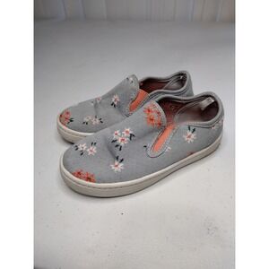 Carters Nettie Girls Grey Floral Slip On Sneakers Size 11